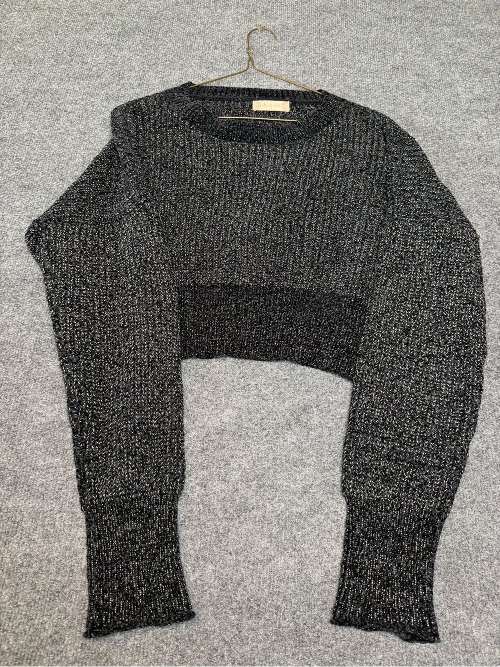 Altar'd State Cropped Crewneck Sweater - Black Heather